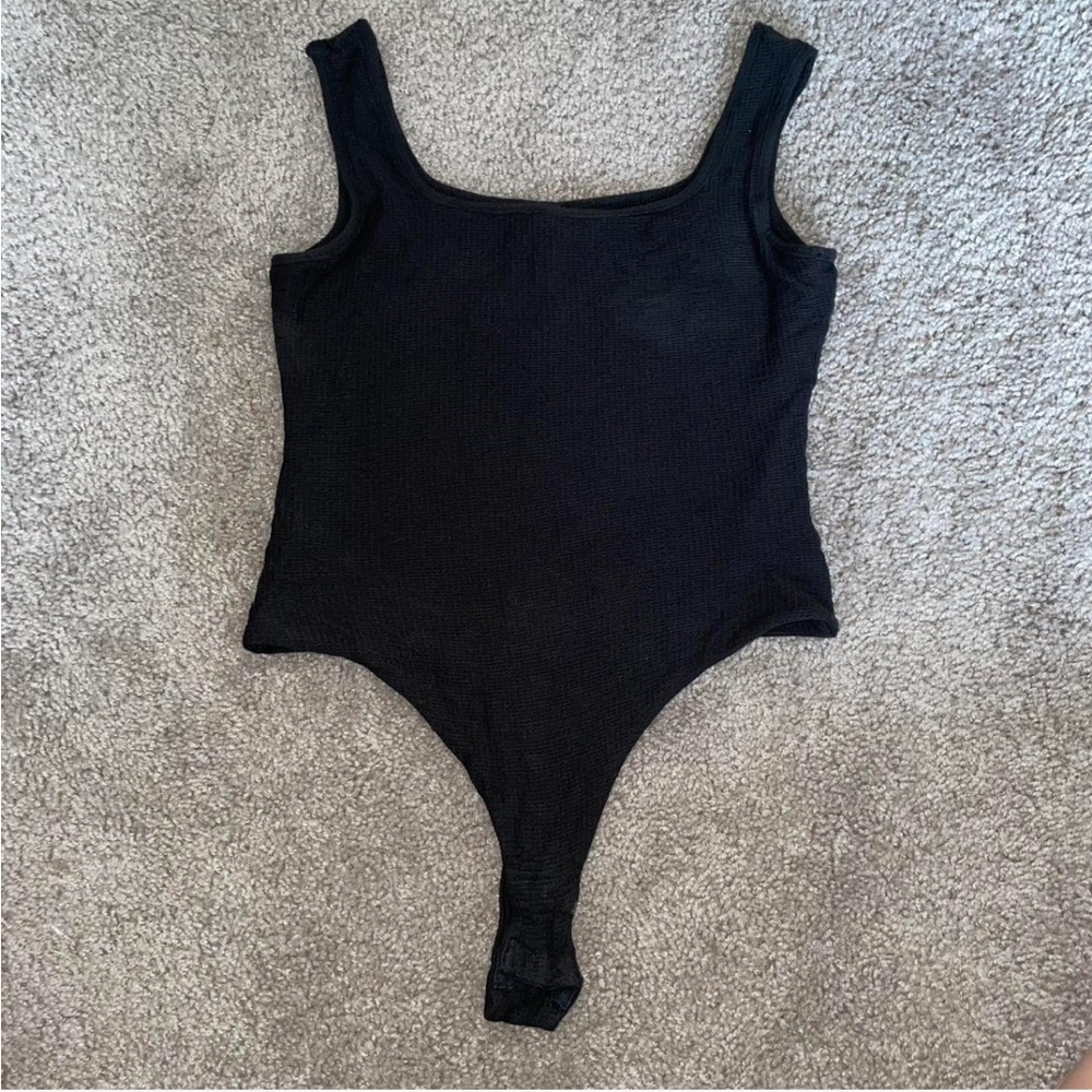 Windsor Square Neck Tank Top Bodysuit Medium Black